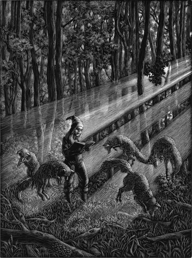 Summoning Foxes (digital print of original drawing)